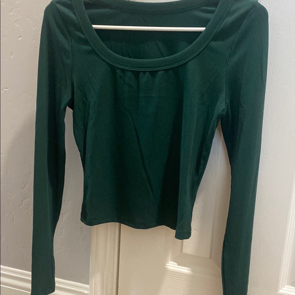 Amazon Green Fitted Long Sleeve Blouse